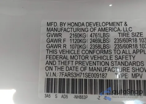 2025 Honda Cr-V Ex-L 2Wd from USA, damaged, VIN 7FARS3H71SE009187